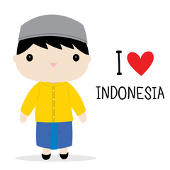 Indonesia Men National Dress Cartoon Vector