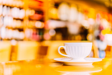 Black coffee in white cup