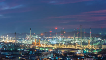 Oil refinery power station at twilight