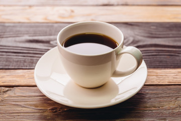 Black coffee in white cup