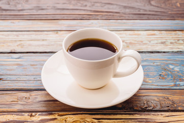 Black coffee in white cup