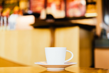 Black coffee in white cup