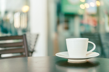 Black coffee in white cup