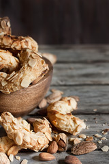 Crescent almond cookies background