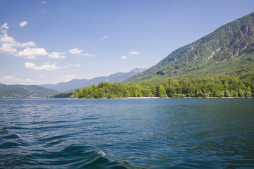 Fototapeta na wymiar Mountain Lake bohinj in Julian Alps, Slovenia
