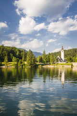 Fototapeta premium Mountain Lake bohinj in Julian Alps, Slovenia