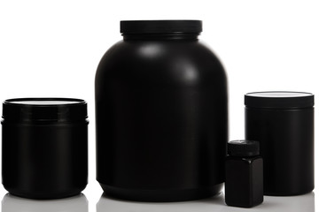 Jars with food supplements