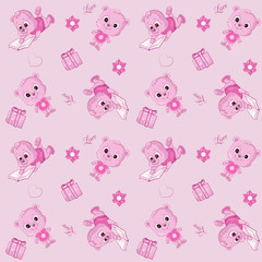 Cute baby's seamless pattern with teddy bears