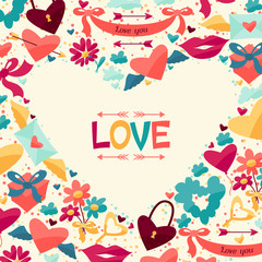 Background with Valentine's and Wedding icons.