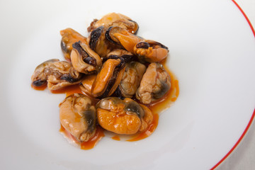 Tapa of marinated mussels