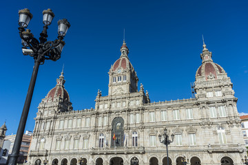 A Coruna Town Hall on Maria Pita Square in Galicia, Spain.