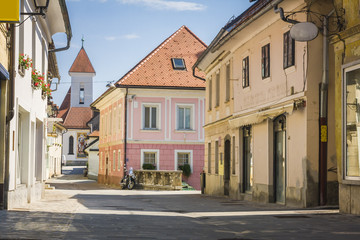 Fototapeta na wymiar Main street in Kranj, Slovenia