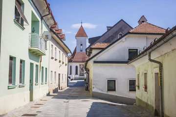 Fototapeta na wymiar Main street in Kranj, Slovenia