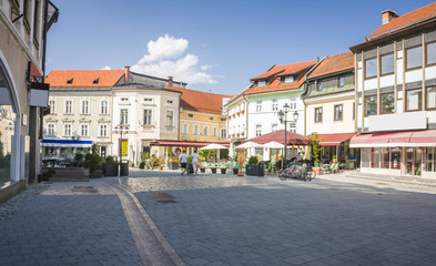 Fototapeta na wymiar Main street in Kranj, Slovenia 