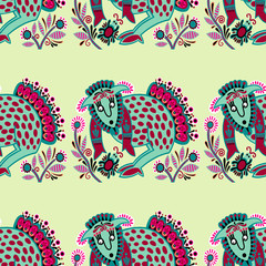 Obraz premium ethnic seamless pattern fabric with unusual tribal animal