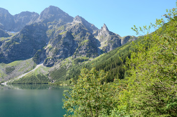 Naklejka na ściany i meble Mountain lake (Morskie Oko in Tatras)
