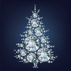 Christmas tree made a lot of diamonds