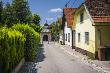 Fototapeta na wymiar Beautiful street in Ljubljana old town Slovenia.