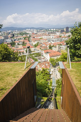areal view from Castle in Ljubljana old town Slovenia.