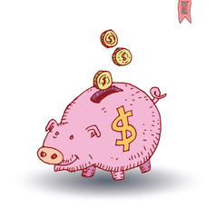 pig Money, hand drawn vector illustration