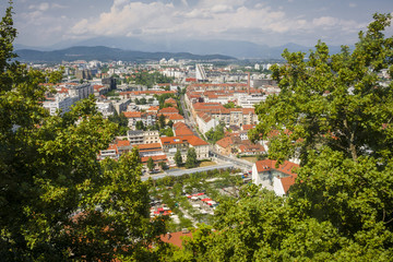 Fototapeta na wymiar areal view from Ljubljana old town Slovenia
