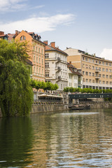 old city centre with the river view. Ljubljana, Slovenia, Europe.