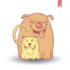 Dog and cat,vector illustration.