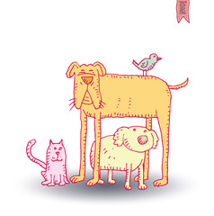 pet love card,vector illustration.