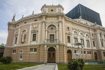 Beautiful street in Ljubljana old town Slovenia.