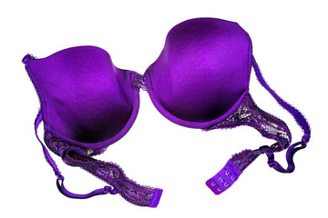 A pink bra close-up on the white background