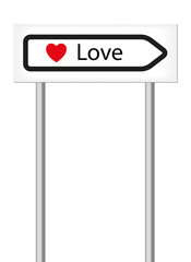 traffic sign with letters Love