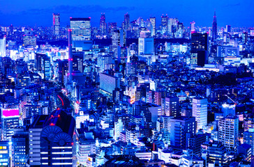 東京の新宿副都心の夜景