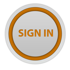 sign in circular icon on white background