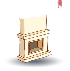 fireplace, vector illustration