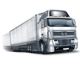 Track mit Auflieger, scharz, wei&szlig;, freigestellt