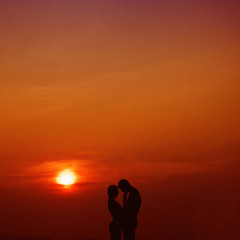 Fototapeta na wymiar Love in the sunset