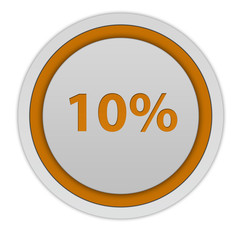 Ten percent circular icon on white background