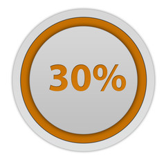 Thirty percent circular icon on white background
