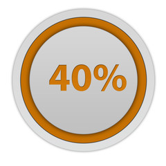 Fourty percent circular icon on white background