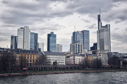 Frankfurt Skyline, Germany with heavy clouds