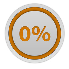 Zero percent circular icon on white background