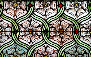 Flowers in stained glass - obrazy, fototapety, plakaty