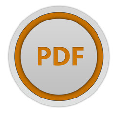 Pdf circular icon on white background