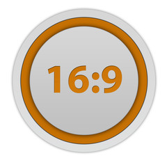 16:9 circular icon on white background