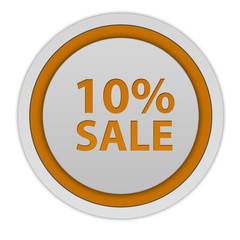 Sale ten percent circular icon on white background