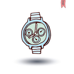 clock icon, watche, Hand drawn vector illustration.