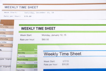 Weekly time sheet forms for payroll