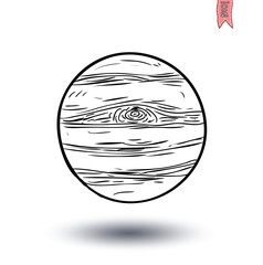 planet icon, hand drawn vector illustration.