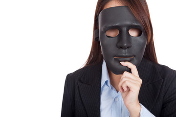 Young Asian businesswoman with a black mask