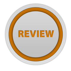 Review circular icon on white background